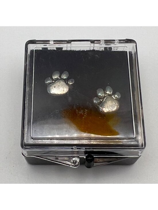 Jewelry - Vintage Paw Print Stud Earrings Thailand Silver Tone Dog Cat Lover Gift Box NOS